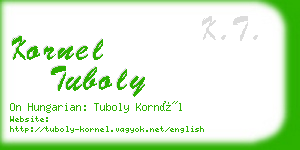 kornel tuboly business card